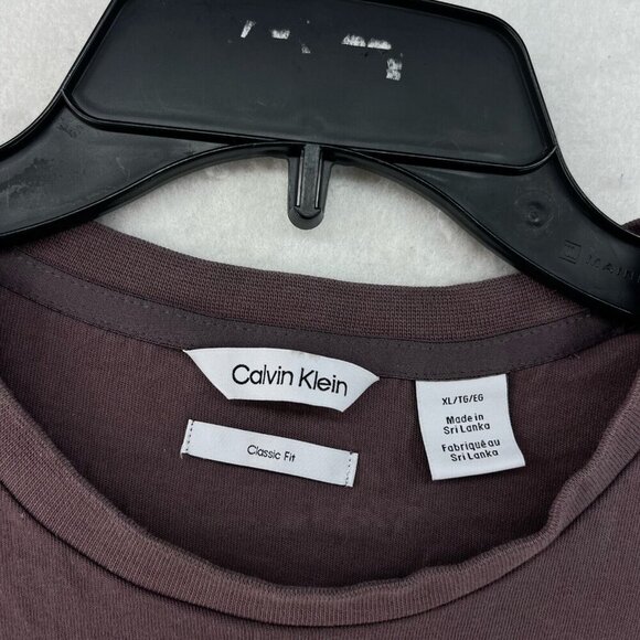 Calvin Klein Shirt Mens XL Dark Brown Short Sleeve Crew Neck Pullover Classic - Picture 7 of 9